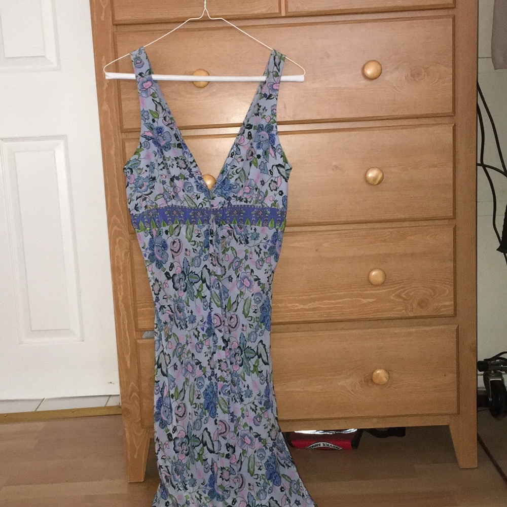 Plenty 100% Silk Floral Deep V Mini Dress